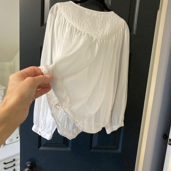 We The Free smocked sheer button up blouse - Picture 6 of 11